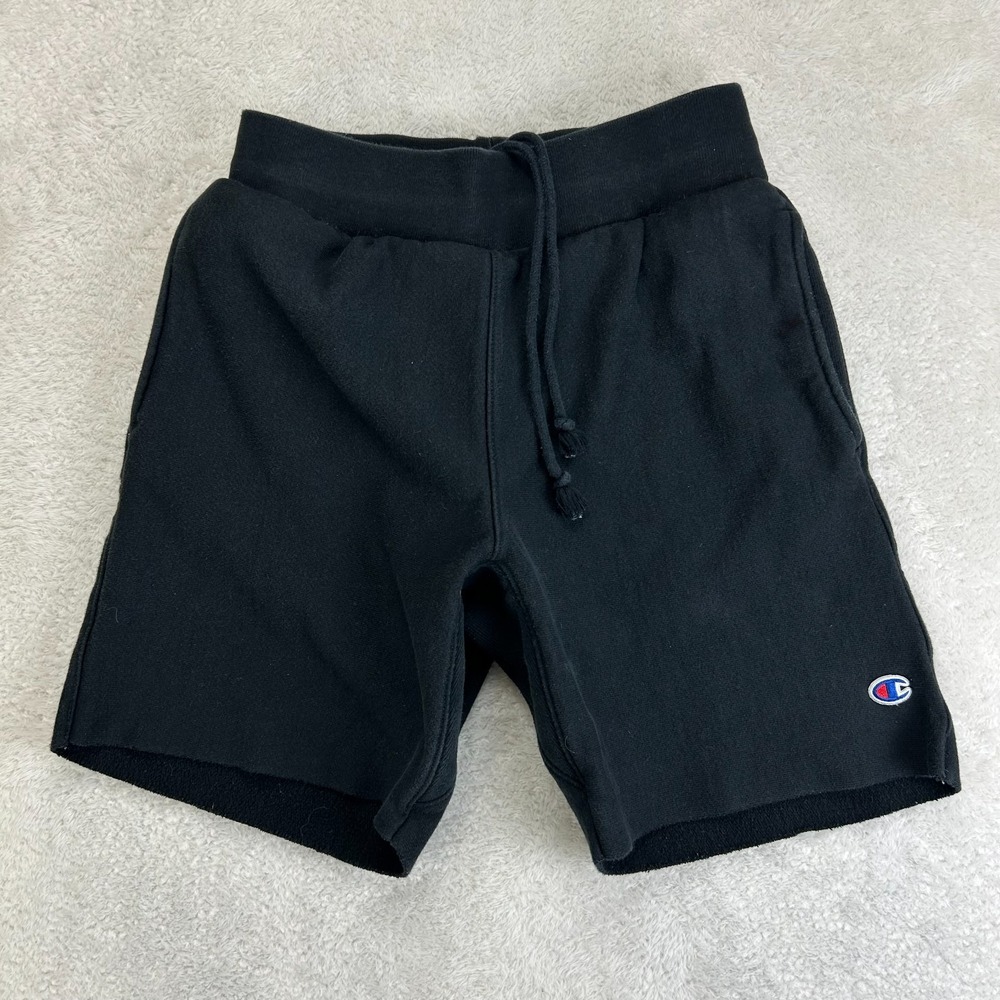 Champion Reverse Weave Sweat Shorts Mens S Black Fleece Cropped Heavyweight Jort